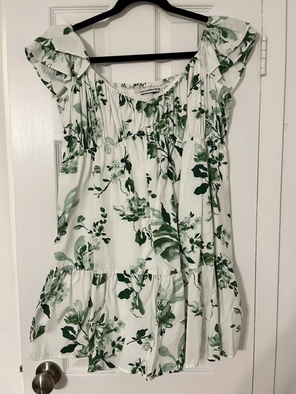 Abercrombie & Fitch White Mini Dress with Green Floral Print